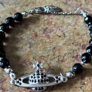 Vivienne Westwood Black Beaded Orb Charm Bracelet